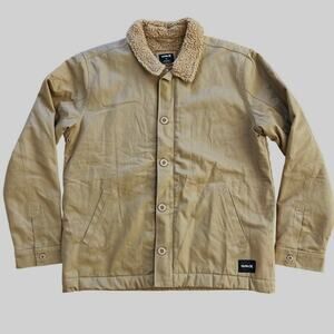 Hurley Sherpa Lined Chore Military Jacket Large Utility Regular Fit Grunge Warm